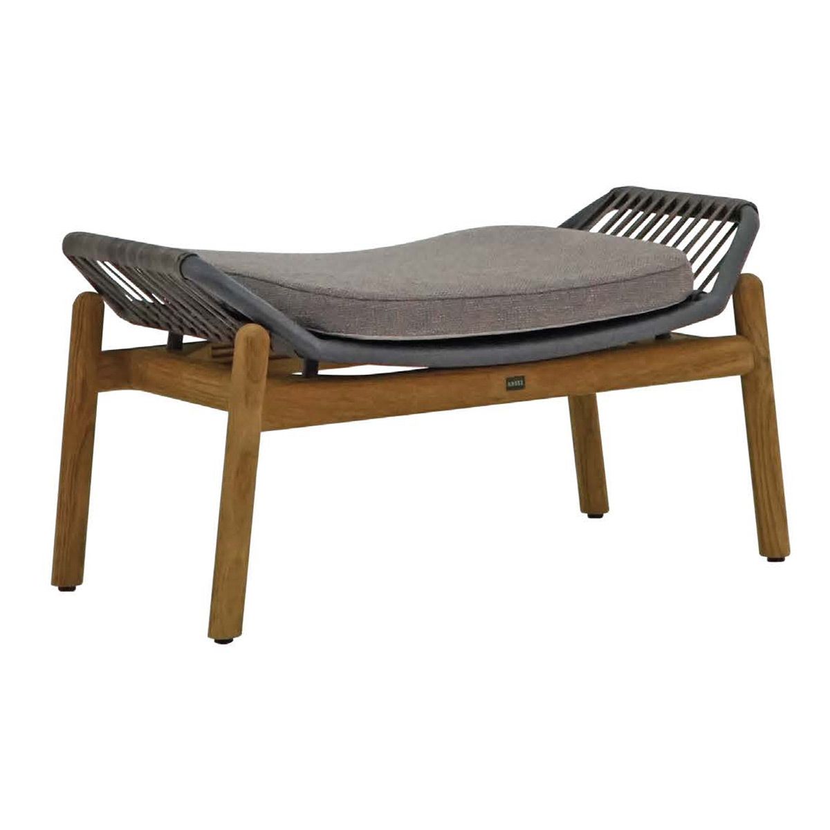 Zebra Pollux Lounge Hocker Casual Plantagenteak gebürstet, Aluminium pulverb. graphite, wasserd. Sunny-Guard-Carrion-Gew. milan dove, Rope brown brushed