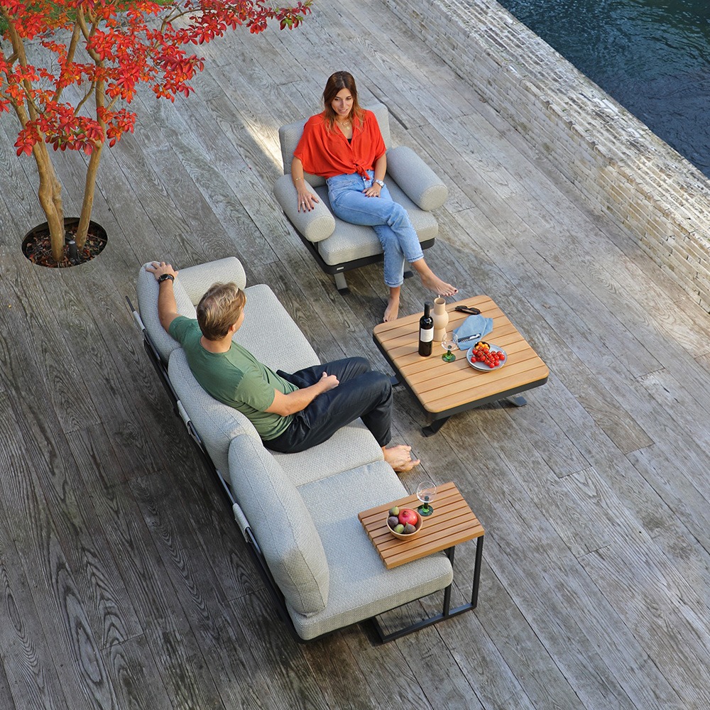 Zebra Sky Loungeset  9-teilig Alu graphite, Beine Edelstahl pulverbeschichtet, Sunproof-Olefin-Kissen camden grey