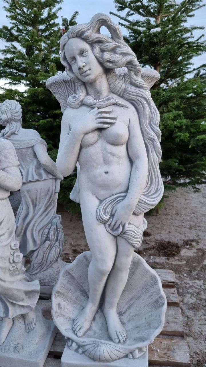 Gartenfigur 'Die Geburt der Venus', groß, antik grau