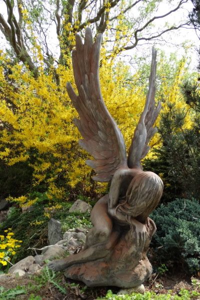 Gartenfigur Engel SERAFINA, Steinguss, Rosteffekt - Original von Vidroflor