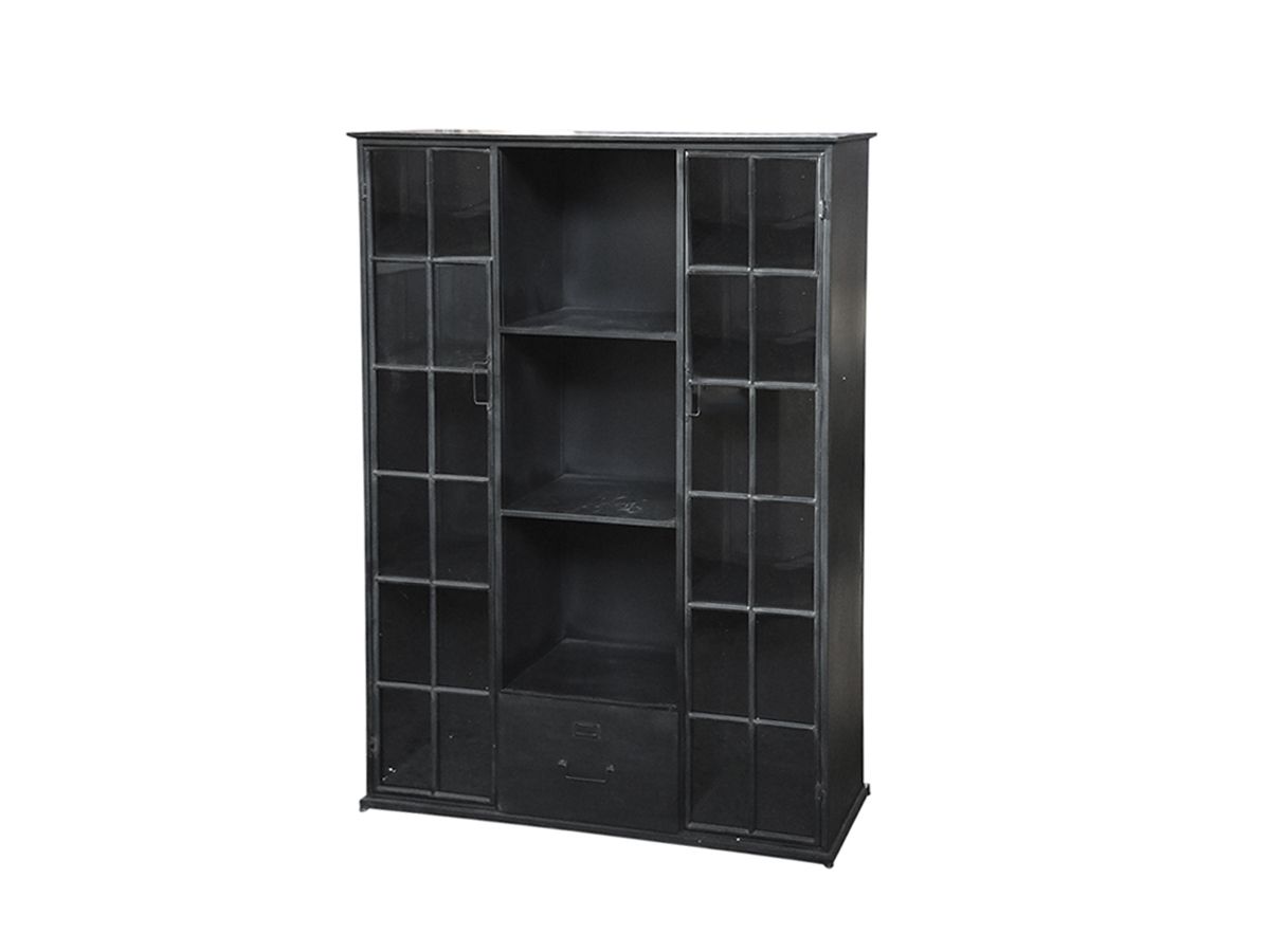 Factory Schrank mit 2 Glastüren und Lade von Chic Antique