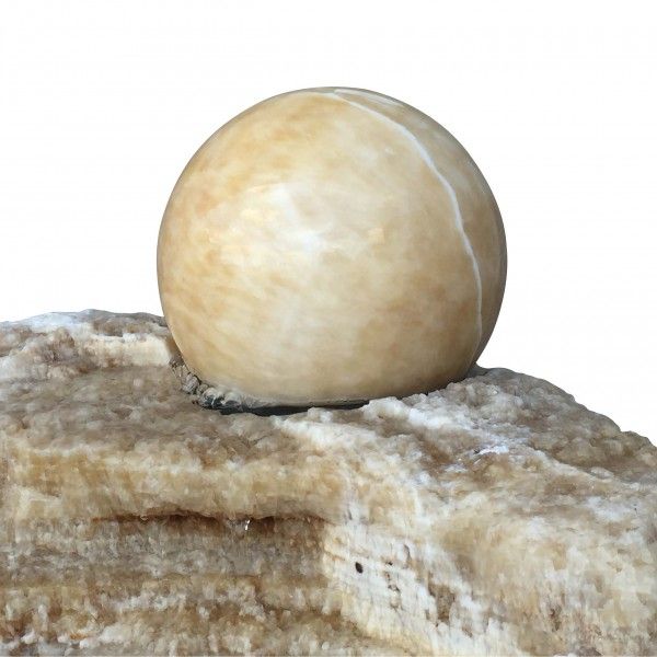 Onyx-Findling mit schwimmender Kugel hell Komplett Set