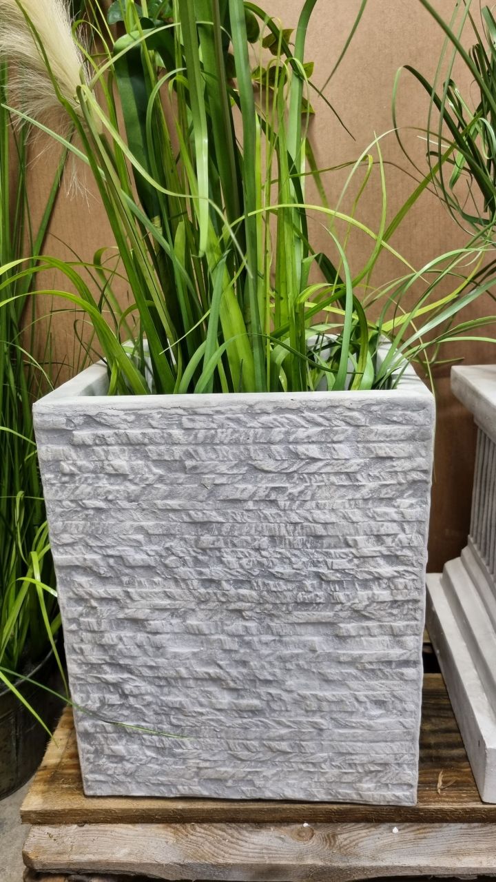 Pflanzgefäß, Pflanzkasten geriffelt, verschiedene Größen, antik grau