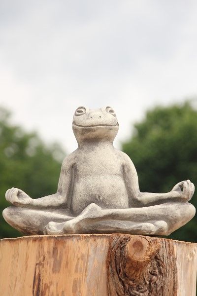 Gartenfigur 'YOGA-FROSCH' groß, Steinguss - Original von Vidroflor