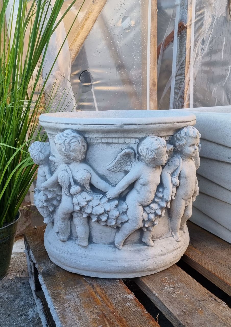 Pflanzschale 'Engel', antik grau