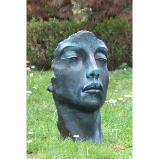 Gartenfigur Gesicht 'FRAU' im Bronze Stil, klein - Original von Vidroflor