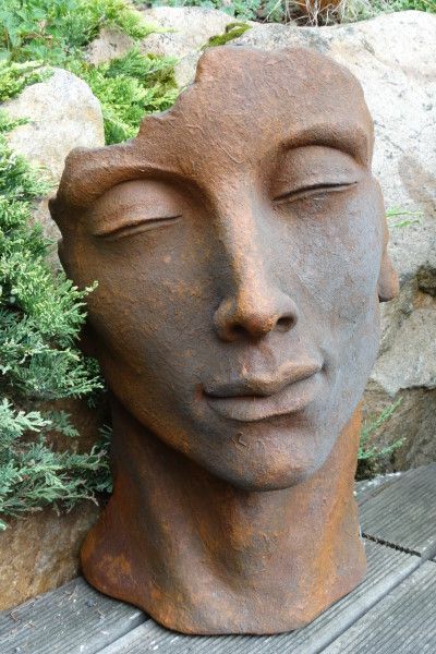 Gartenfigur Gesicht 'MANN', Steinguss, Edition Oxid, klein - Original von Vid...