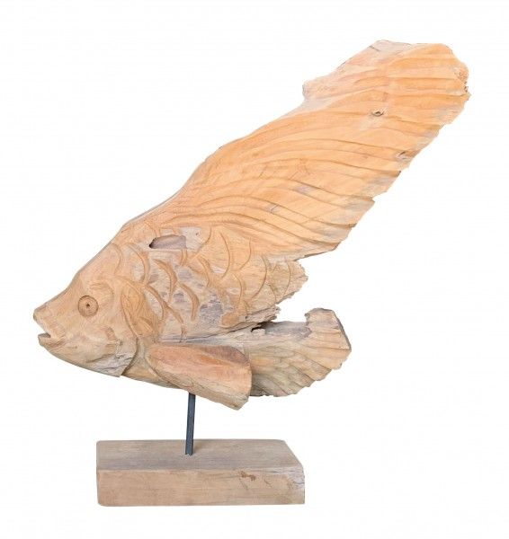 Teakholz Deko-Fisch H 50-55cm