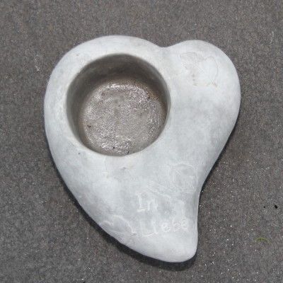 Gedenkherz zum bepflanzen, groß, Zementgussvon Zauberblume