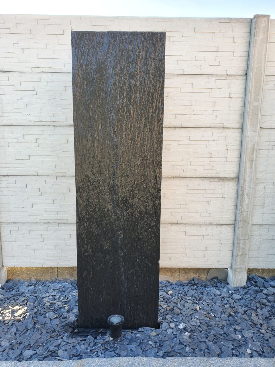 Schiefer Taco Wasserfall 200x50 inkl. Edelstahlwanne Komplett Set