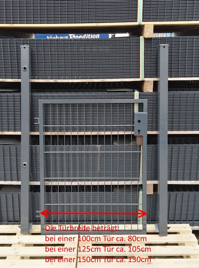 Gartentor 1-flügelig / Zauntür Basic-Line Farbe Anthrazit Breite 150cm x Höhe 100cm 5 Jahre Garantie - Top Qualität