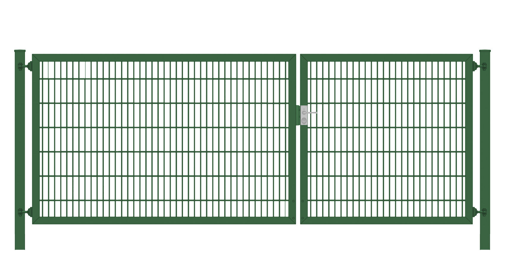 Einfahrtstor / Gartentor (2-flügelig) Classic Plus asymmetrisch; Moosgrün 6/5/6er ; Breite 300 cm x Höhe 140 cm