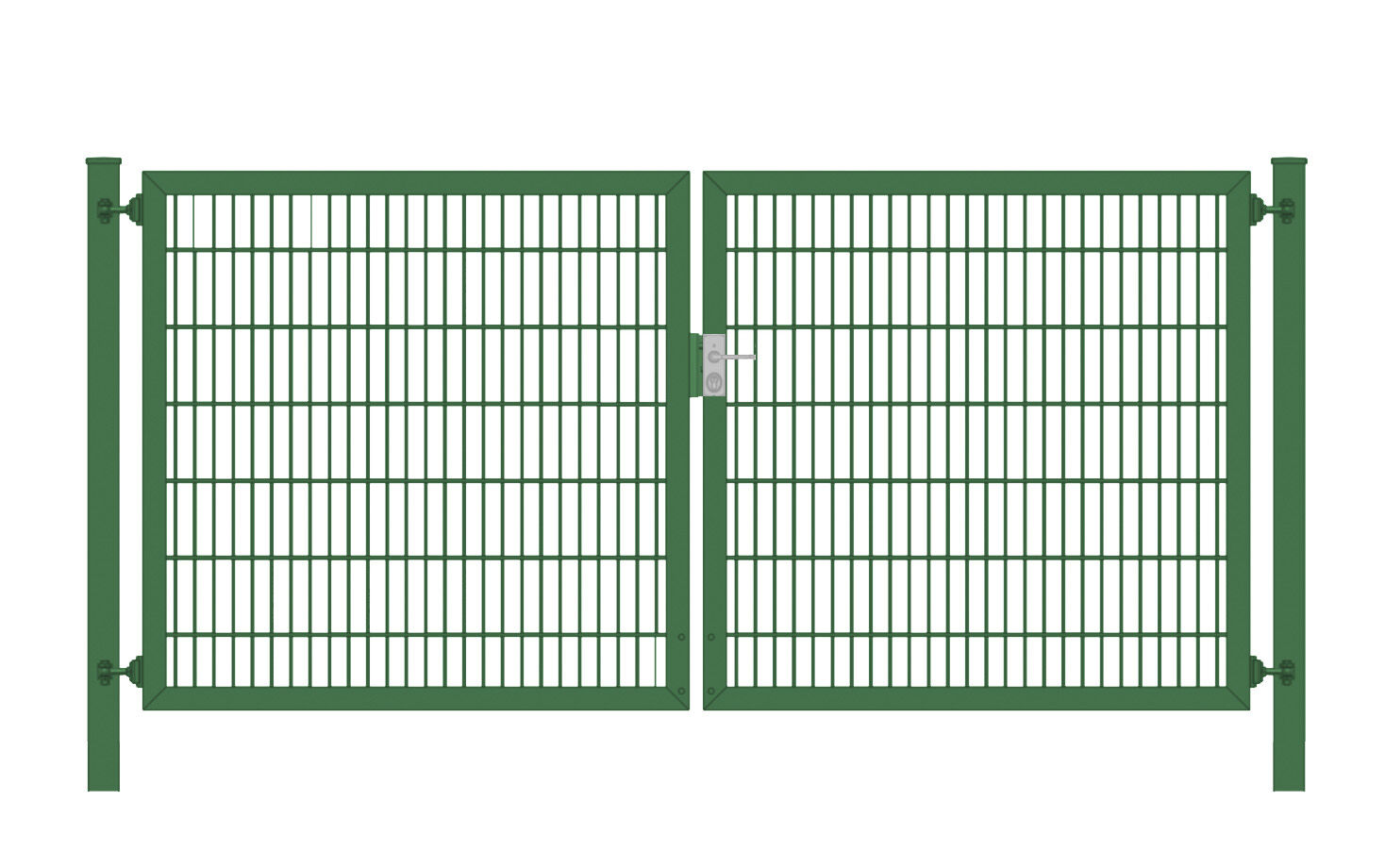 Einfahrtstor / Gartentor (2-flügelig) Classic Plus symmetrisch; Moosgrün 6/5/6er ; Breite 200 cm x Höhe 140 cm