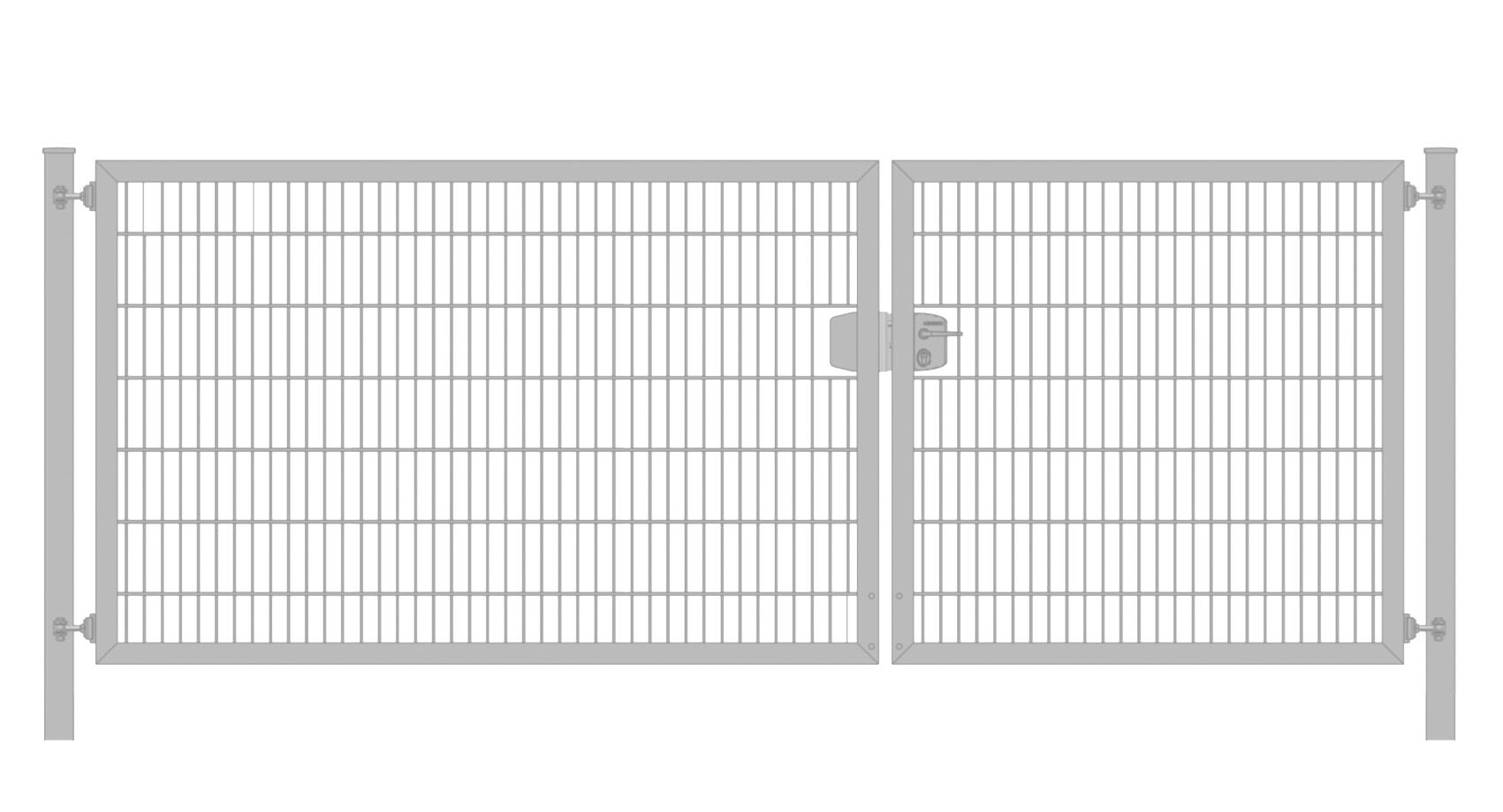 Einfahrtstor / Gartentor (2-flügelig) Classic 6/5/6 ; asymmetrisch; Verzinkt ; Breite 350 cm x Höhe 140 cm 5 Jahre Garantie - Top Qualität