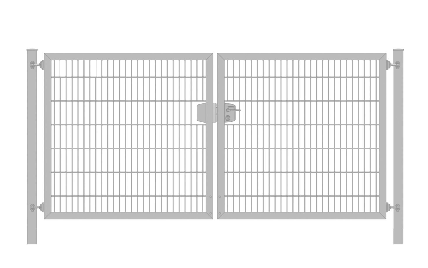 Elektrisches Einfahrtstor / Gartentor 8/6/8 (2-flügelig) Premium-Plus-Linie symmetrisch; Verzinkt Stabmattentor; Breite 200 cm x Höhe 140 cm