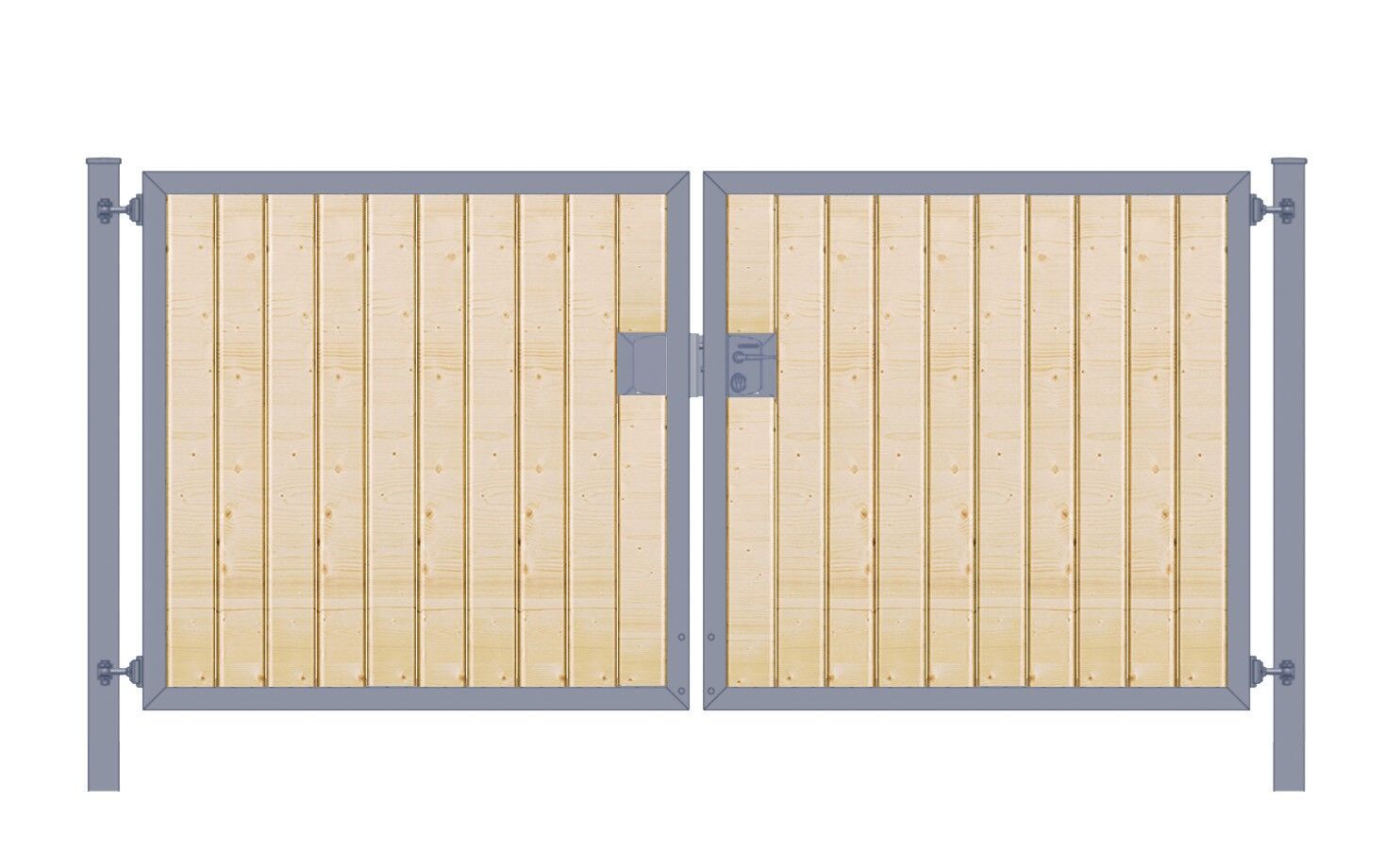 Gartentor mit Holzfüllung (2-flügelig) Premium senkrecht; symmetrisch; anthrazit; B:200 cm H:140 cm