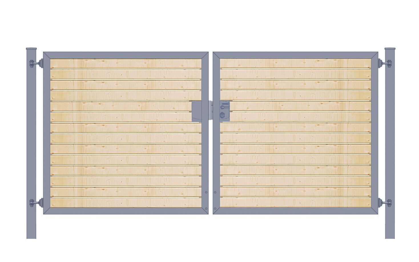 Gartentor mit Holzfüllung (2-flügelig) Premium waagerecht; symmetrisch; anthrazit; B:200 cm H:140 cm