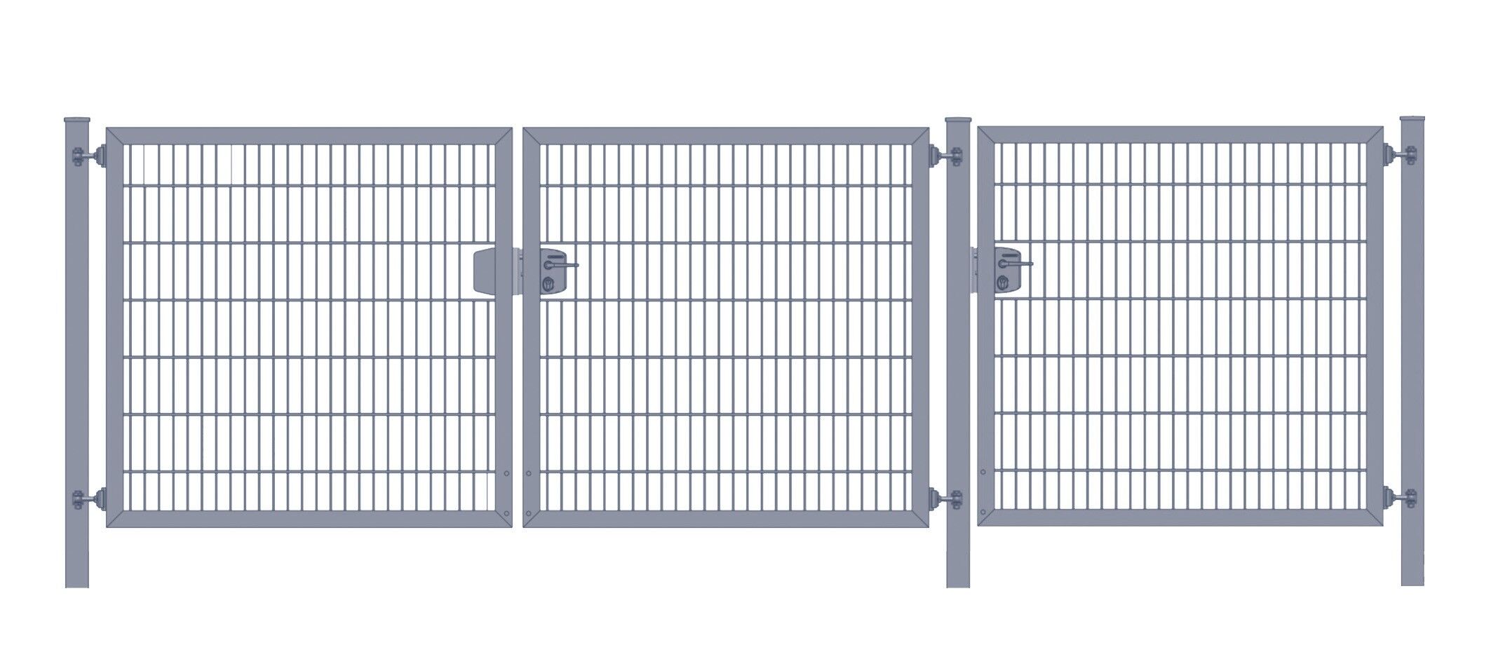 Einfahrtstor (3-flügelig) Classic Line 6/5/6er Stabmatte; Anthrazit; Breite 375 cm (1,25m/ 1,25m/ 1,25m) x Höhe 160 cm