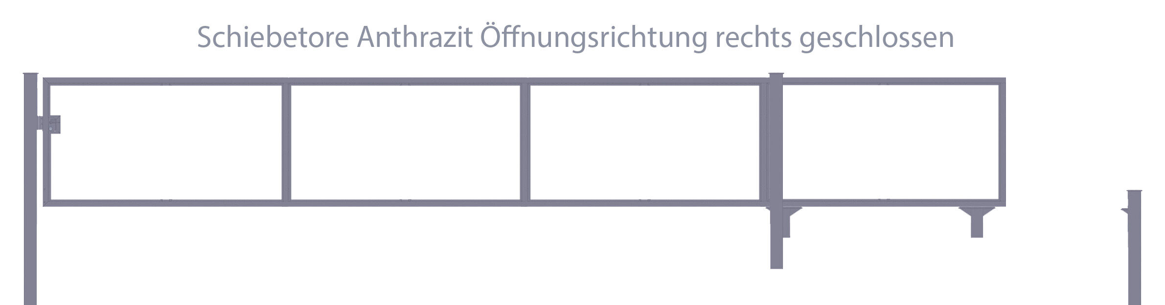 Automatisches Schiebetor Breite: 400cm; Höhe: 100cm; Anthrazit; ohne Füllung; Öffnet nach rechts