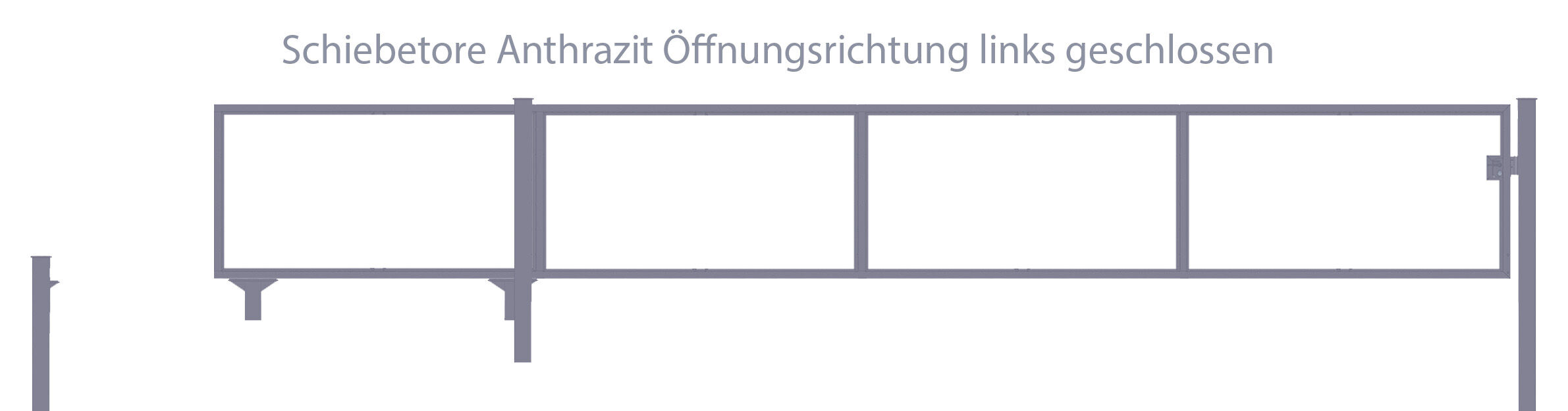 Automatisches Schiebetor Breite: 450cm; Höhe: 200cm; Anthrazit; ohne Füllung; Öffnet nach links