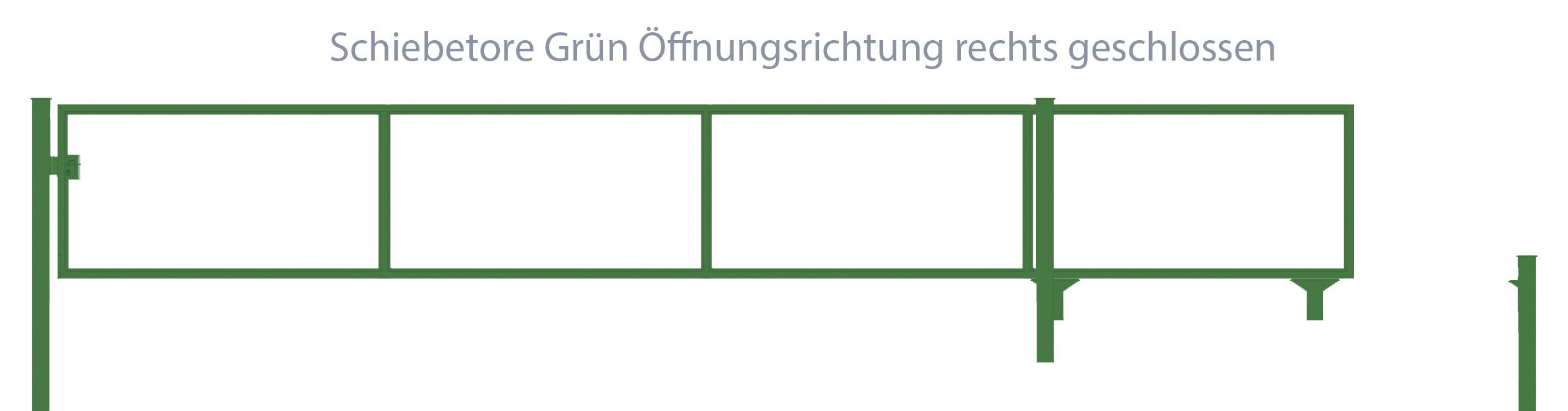 Automatisches Schiebetor Breite: 300cm; Höhe: 100cm; Grün; ohne Füllung; Öffnet nach rechts