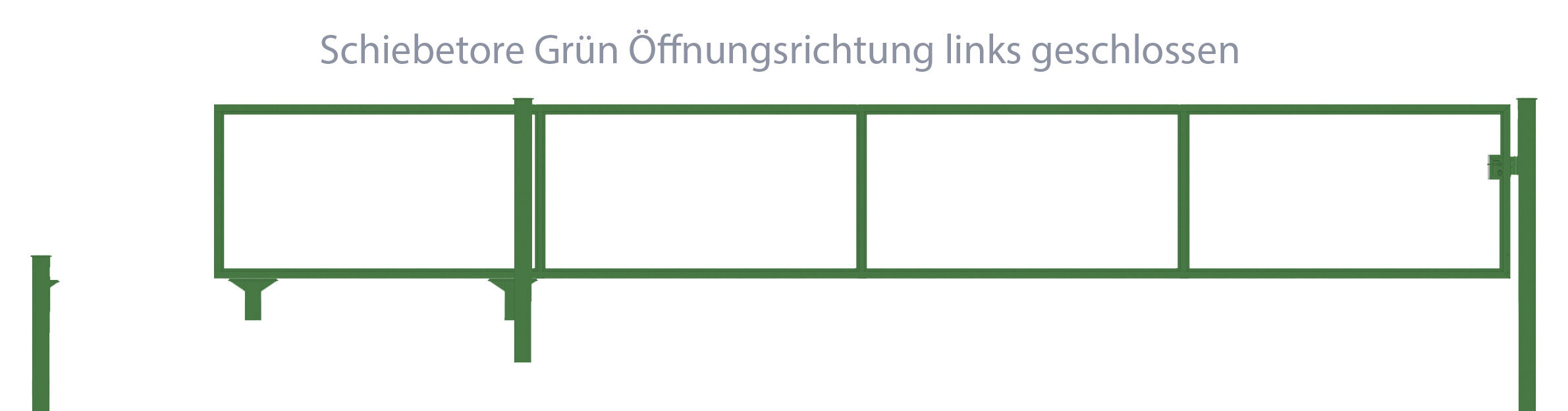 Automatisches Schiebetor Breite: 350cm; Höhe: 120cm; Grün; ohne Füllung; Öffnet nach links