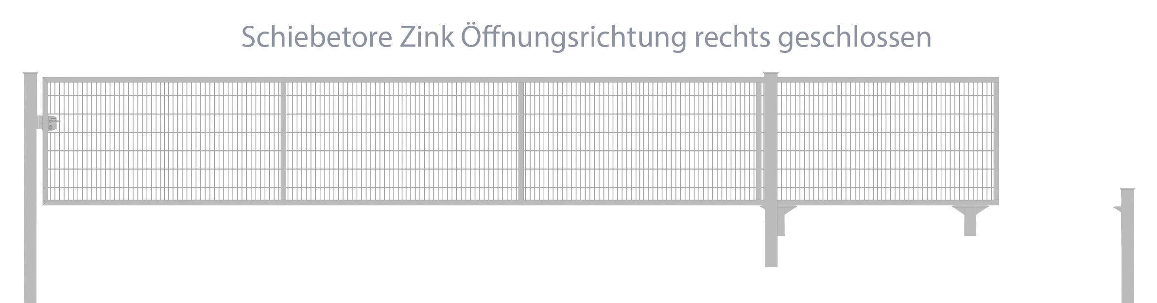 Automatisches Schiebetor Breite: 500cm; Höhe: 100cm; Verzinkt; 8/6/8mm Doppelstabmatten-Füllung; Öffnet nach rechts