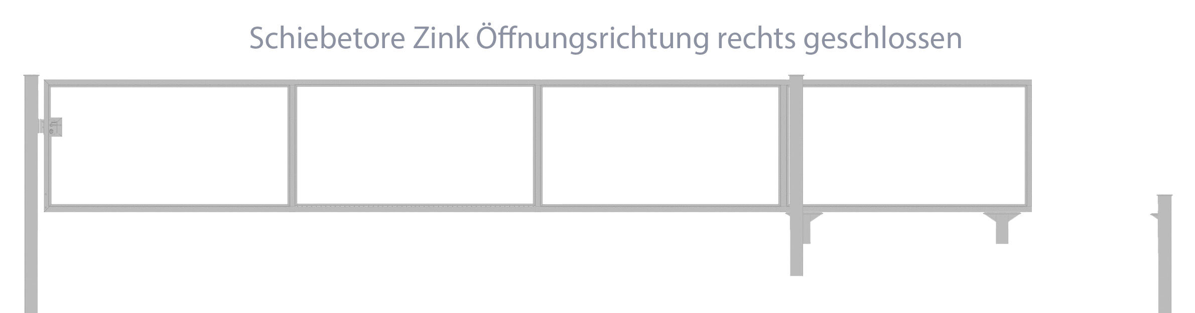 Automatisches Schiebetor Breite: 400cm; Höhe: 140cm; Verzinkt; ohne Füllung; Öffnet nach rechts