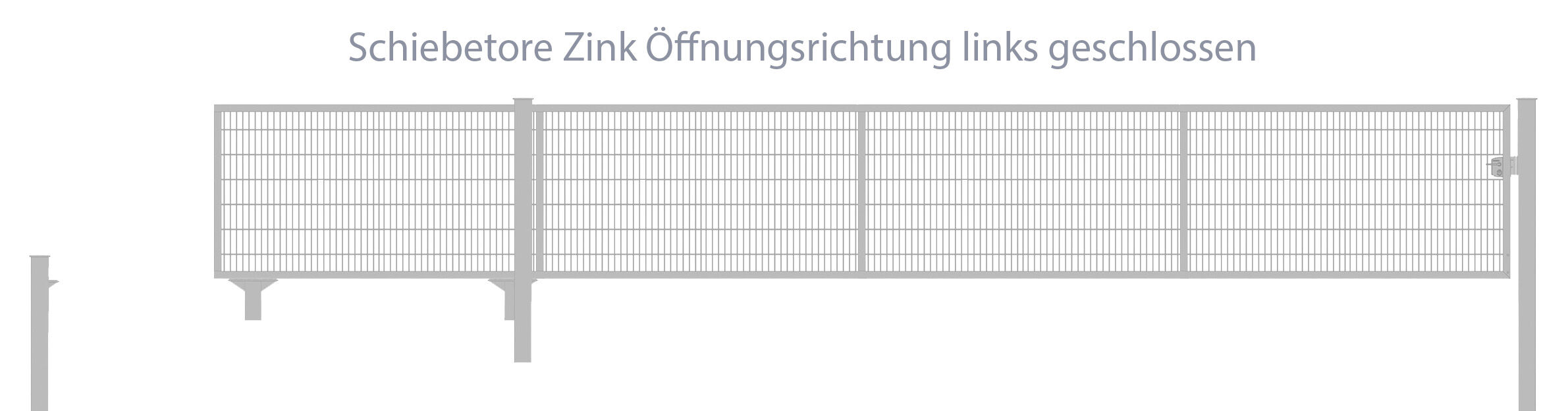 Automatisches Schiebetor Breite: 500cm; Höhe: 100cm; Verzinkt; 8/6/8mm Doppelstabmatten-Füllung; Öffnet nach links