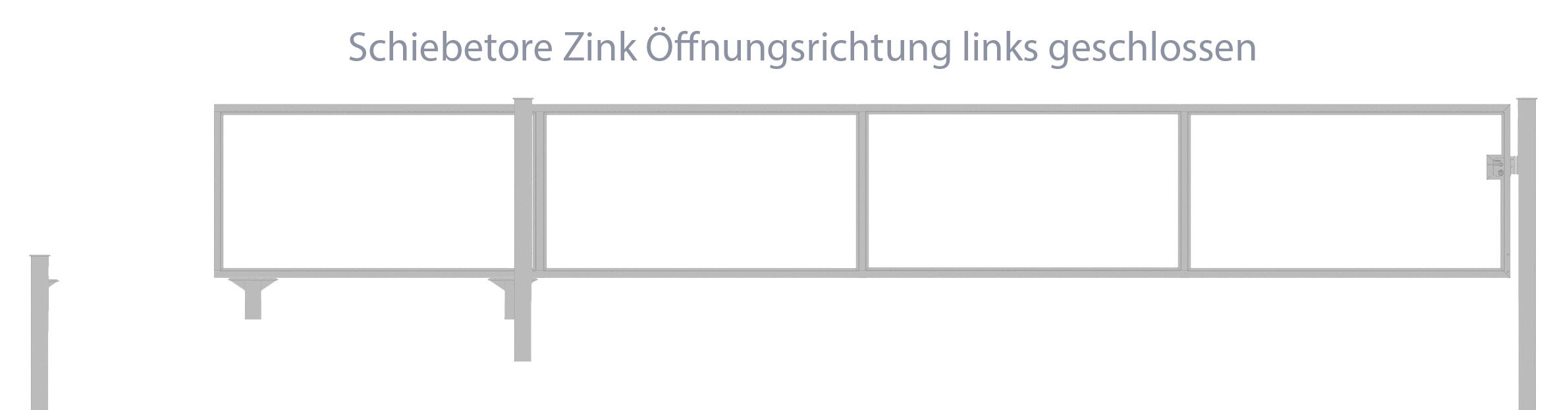Automatisches Schiebetor Breite: 450cm; Höhe: 180cm; Verzinkt; ohne Füllung; Öffnet nach links