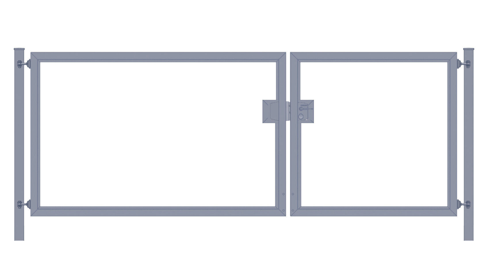 Einfahrtstor / Gartentor Premium (2-flügelig) asymmetrisch für senkrechte Holzfüllung; anthrazit; Breite 300 cm x Höhe 180 cm (neues Modell)