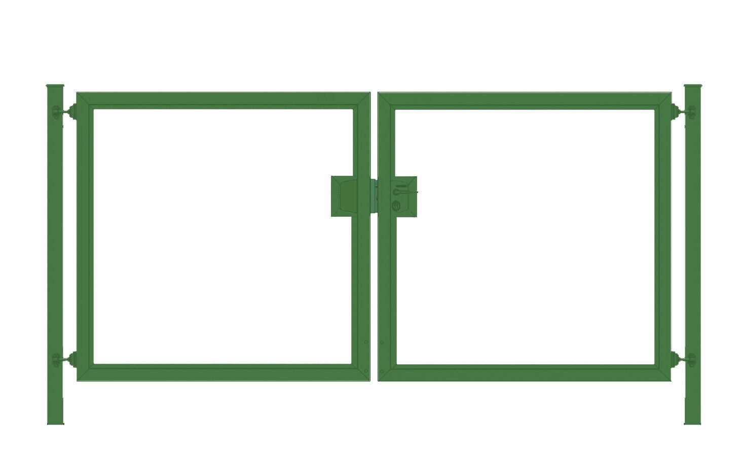 Gartentor / Doppelflügeltor Premium (2-flügelig) symmetrisch für senkrechte Holzfüllung; grün; Breite 200 cm x Höhe 140 cm