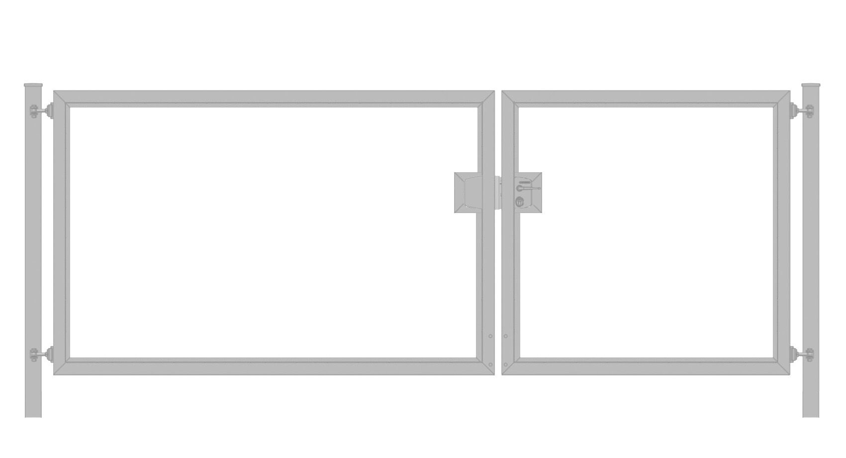 Einfahrtstor / Gartentor Premium (2-flügelig) asymmetrisch für waagerechte Holzfüllung; verzinkt; Breite 450 cm x Höhe 160 cm (neues Modell)