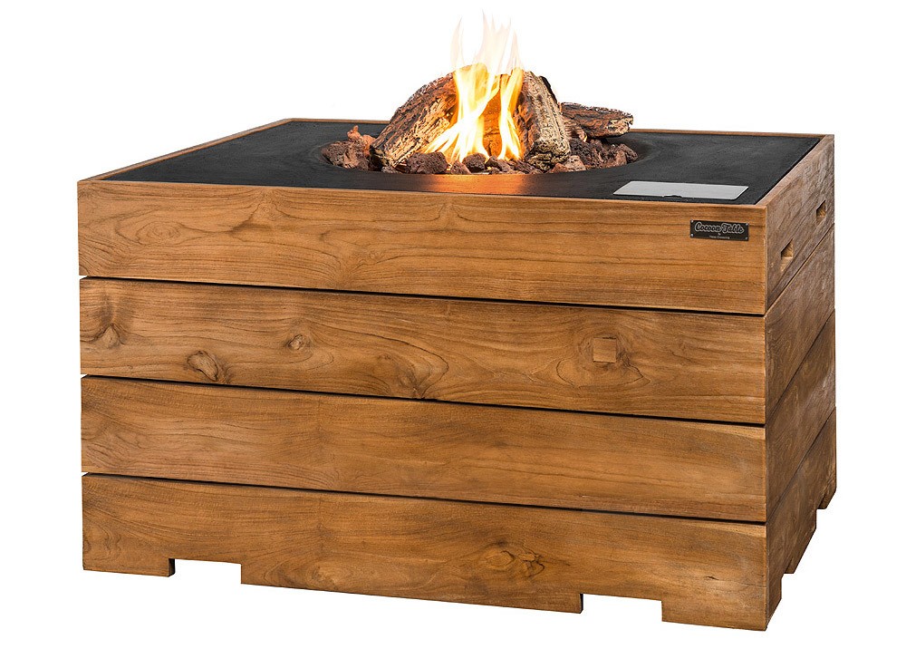 Happy Cocooning Lounge & Dining Feuertisch TEAK-Holz schwarz 1070 x 800 x 675 mm