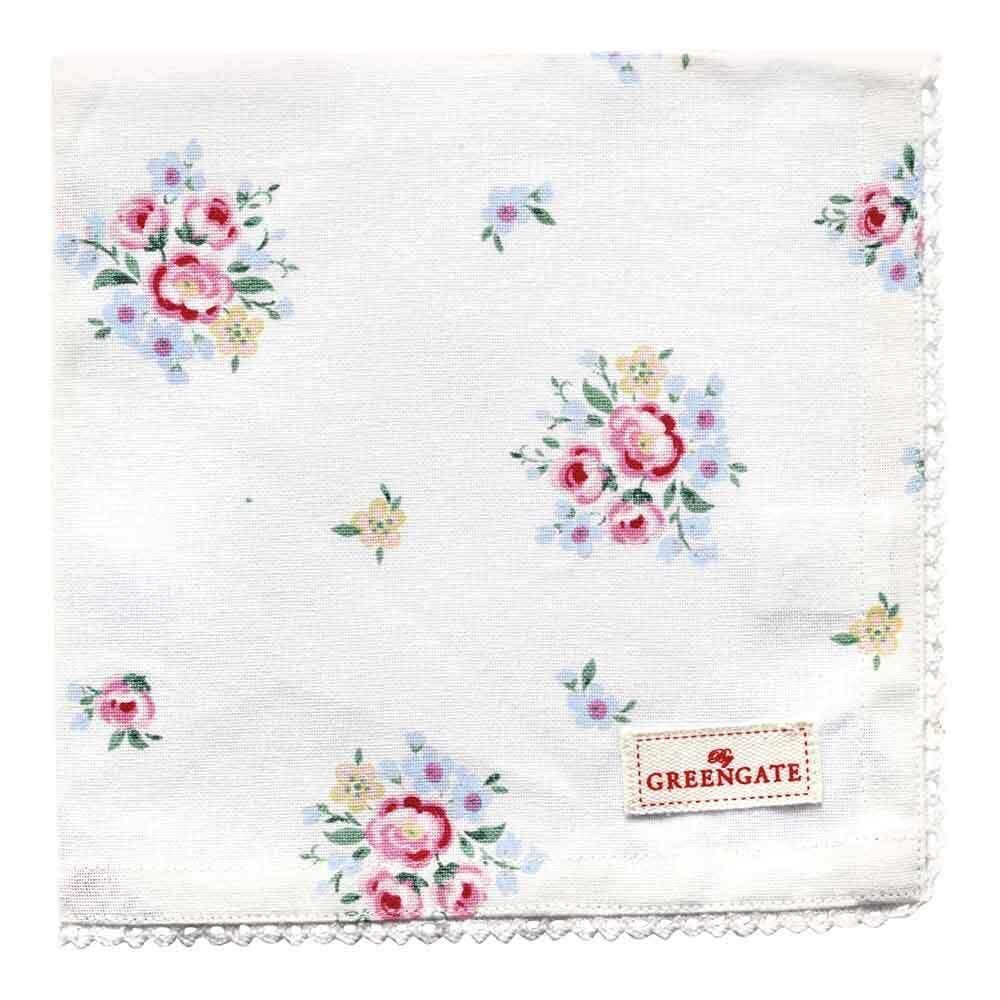 Greengate Stoffserviette mit Spitze Nicoline White Weiß Blumen