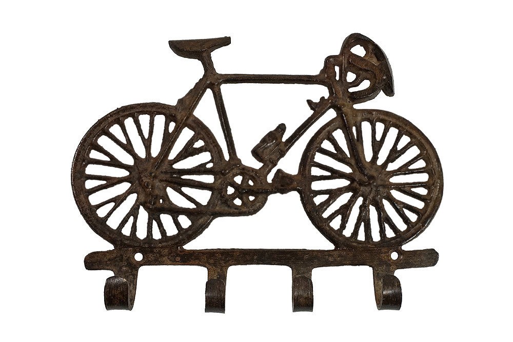Wandgarderobe Rennrad Garderobe Fahrrad Gusseisen Antik-Stil Braun