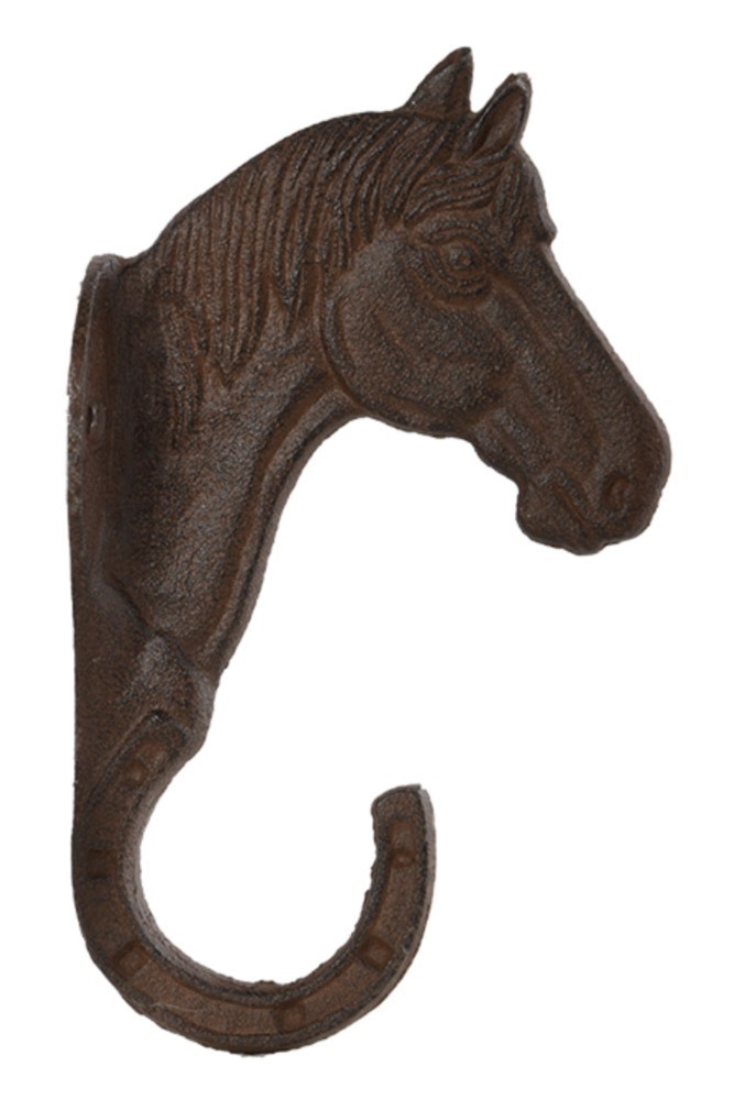 Wandgarderobe Garderobenhaken Pferd Gusseisen Antik-Braun 20cm