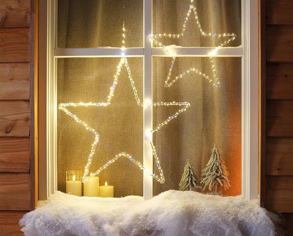 LED Weihnachtsstern Weihnachtsbeleuchtung Warmweiß Batterie Timer 8 Modi Outdoor