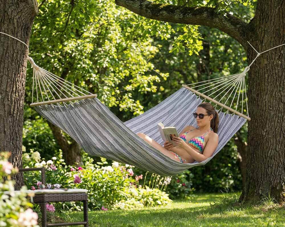 Hängematte XL Outdoor Camping Stabhängematte Boho Breit Garten 150x200cm