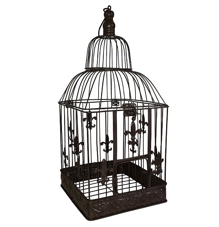 Nostalgischer Deko Vogelkäfig Lilie Landhausstil Dekokäfig Voliere Braun 36 cm