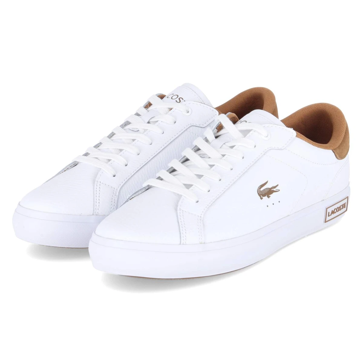 Lacoste Low Sneaker POWERCOURT - Gr. 47 - Weiß - Glattleder