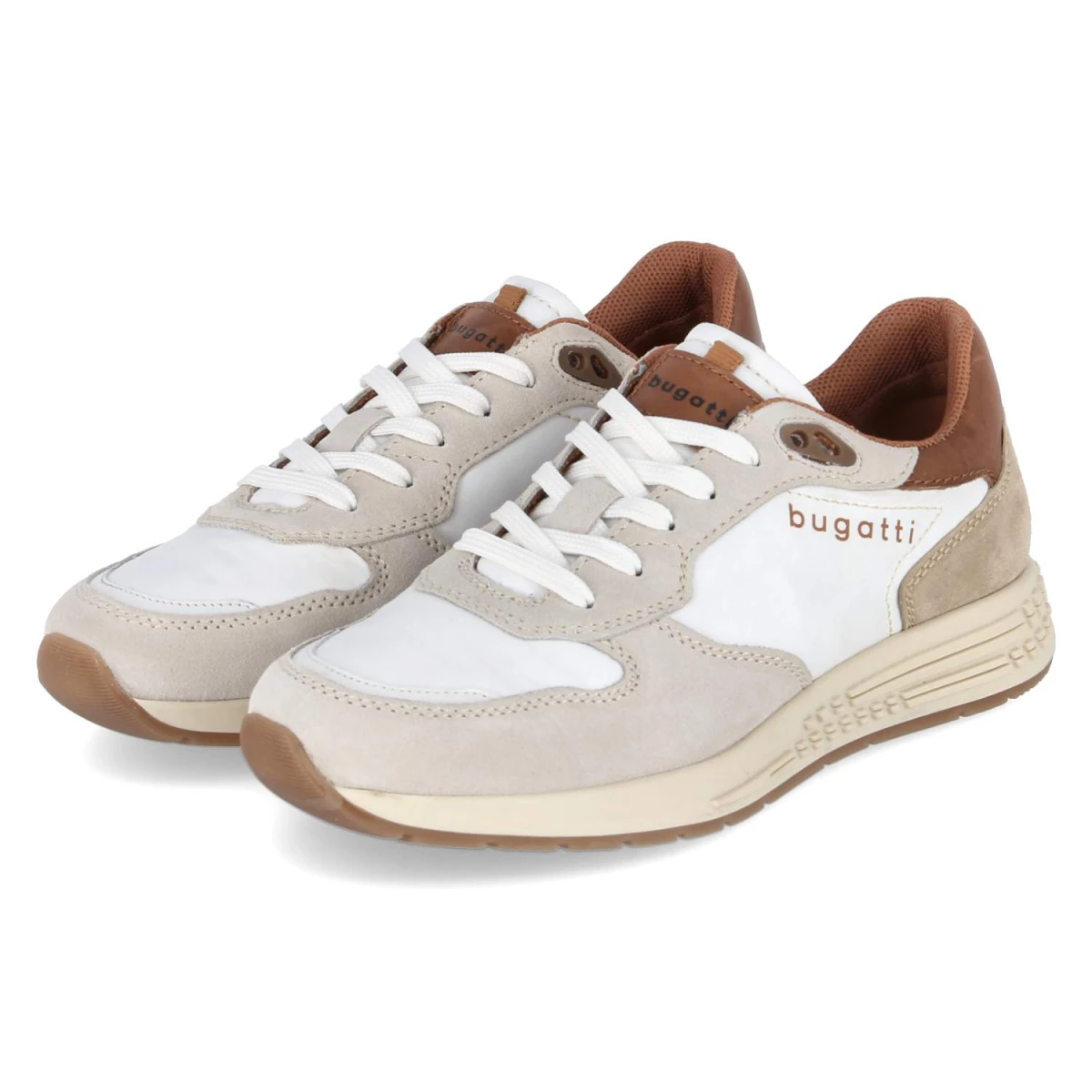 Bugatti Low Sneaker - Gr. 43 - Weiß - Leder & Textil
