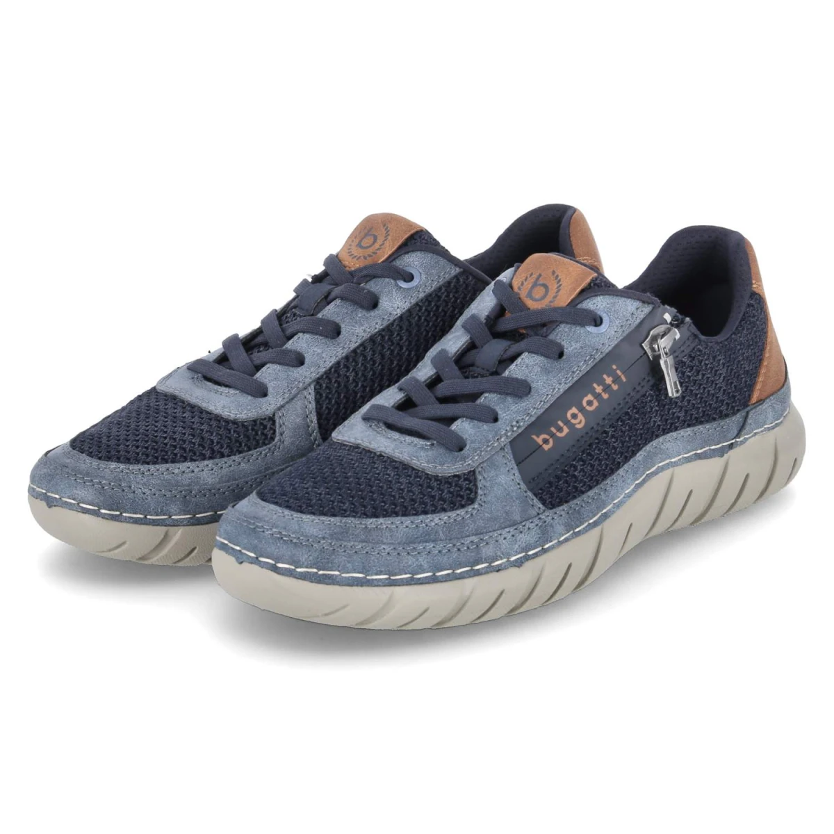 Bugatti Low Sneaker - Gr. 41 - Blau - Textil