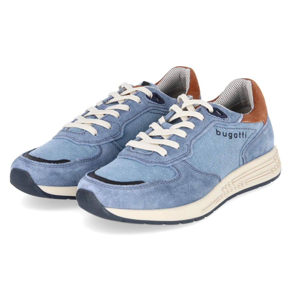 Bugatti Low Sneaker - Gr. 41 - Blau - Leder & Textil