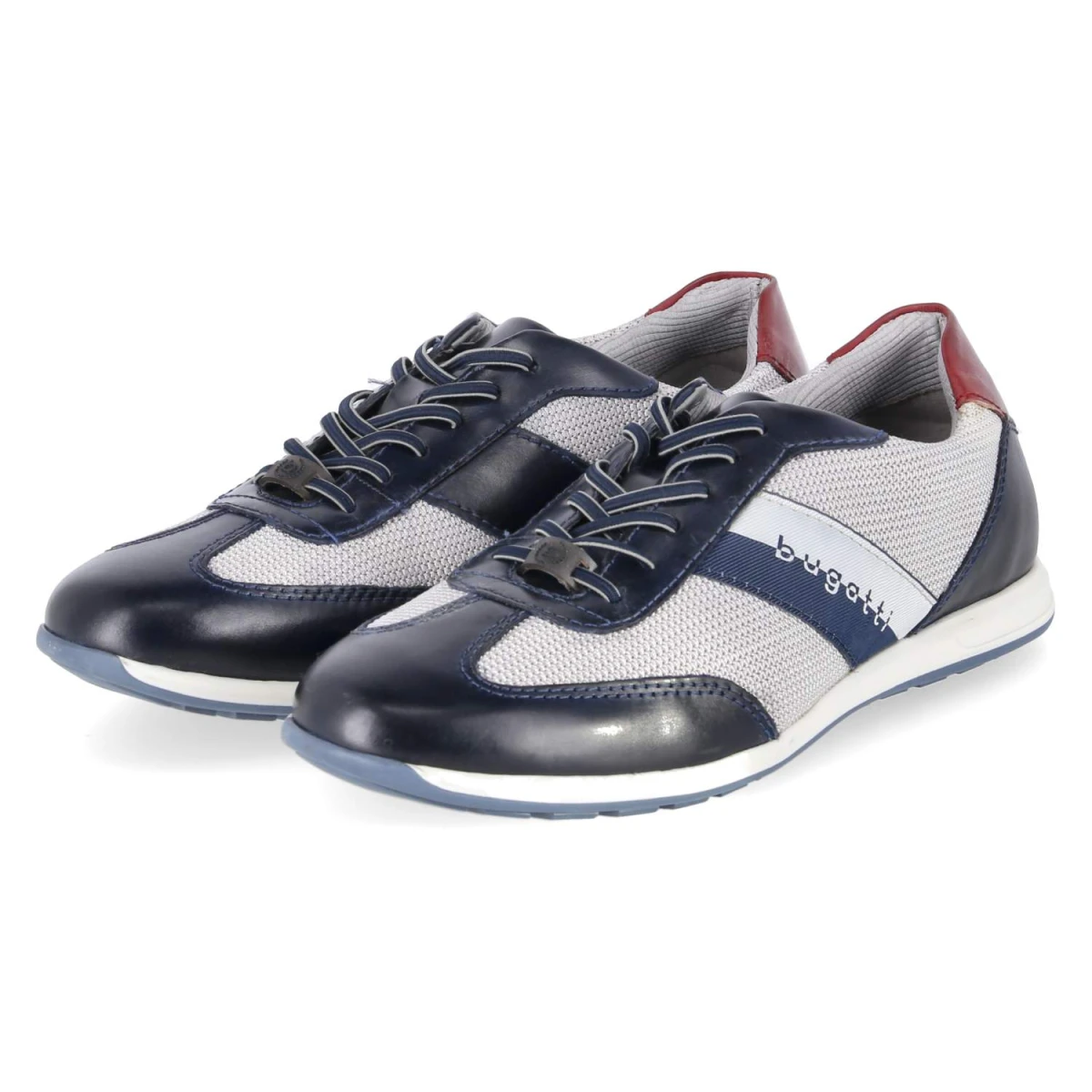 Bugatti Low Sneaker - Gr. 45 - Blau - Leder & Textil