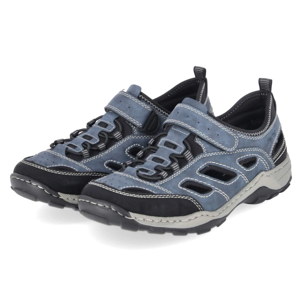 Rieker Slipper - Gr. 41 - Blau - Textil & Synthetik