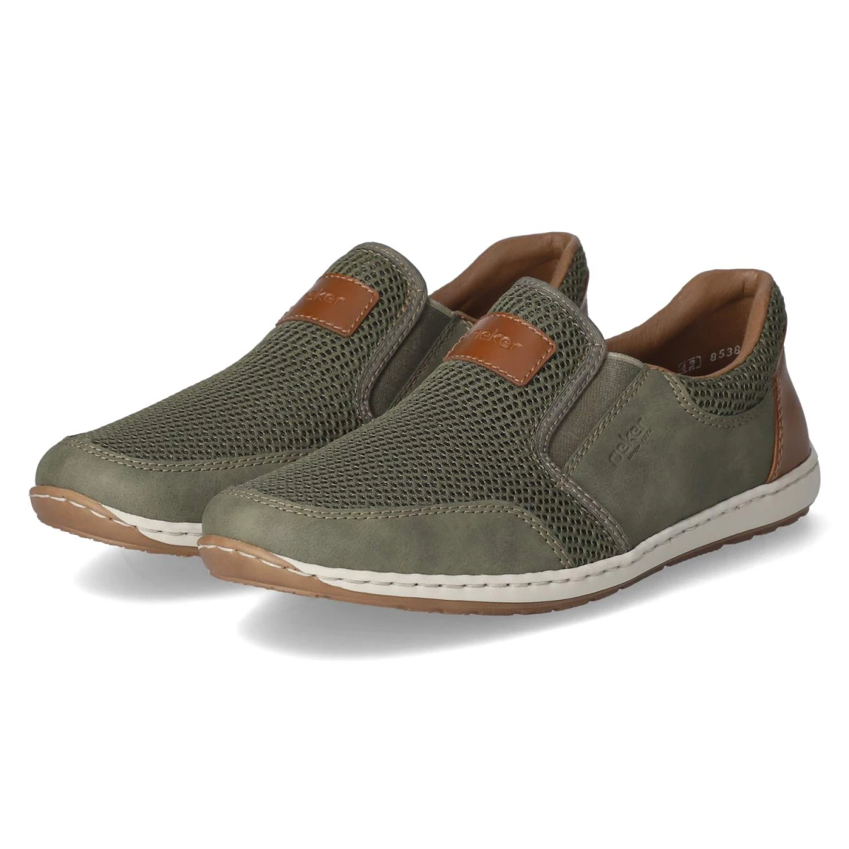 Rieker Slipper - Gr. 44 - Grün - Textil & Synthetik