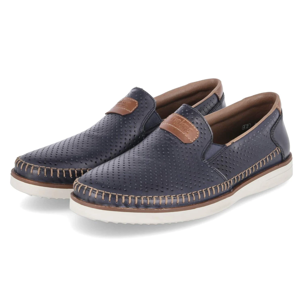 Rieker Slipper - Gr. 42 - Blau - Glattleder