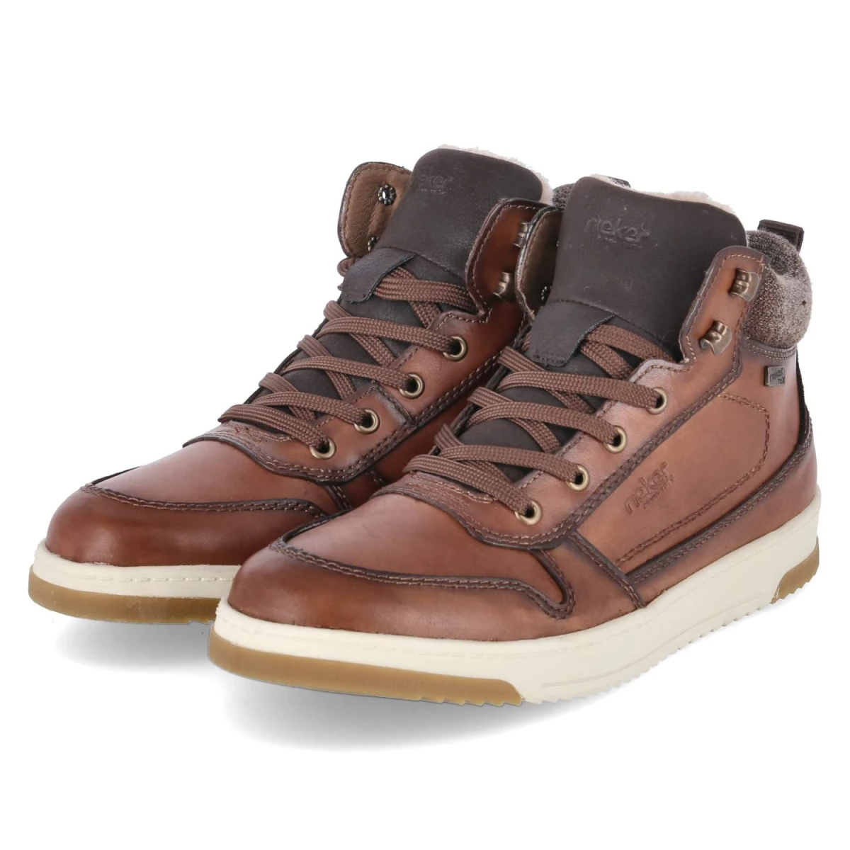 Rieker Winterboots - Gr. 43 - Braun - Leder & Textil