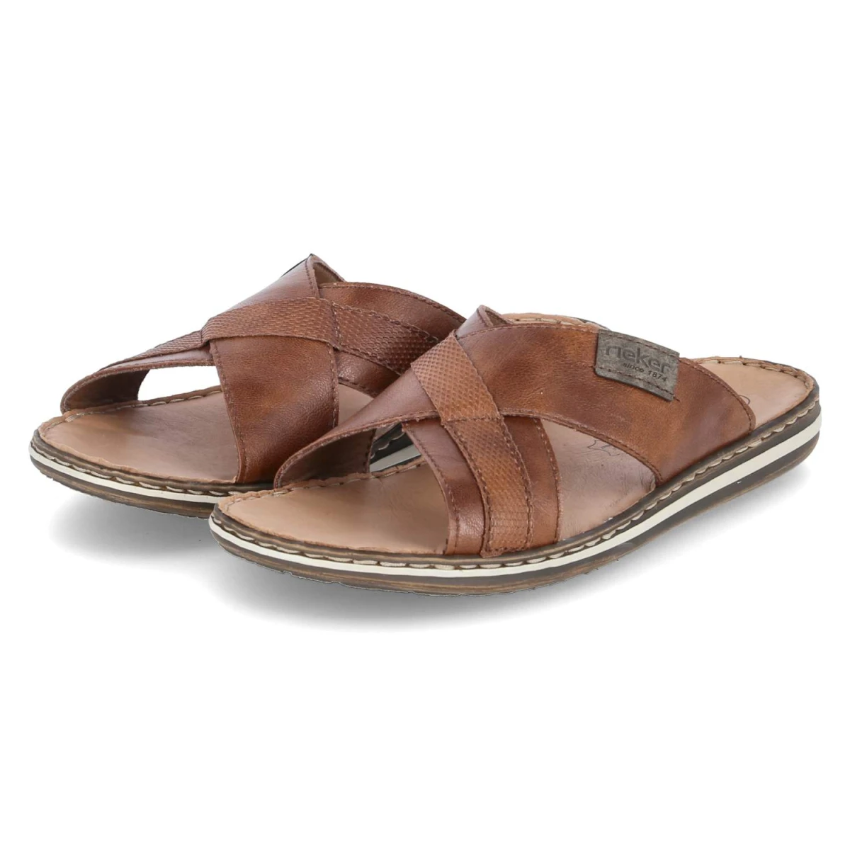 Rieker Pantoletten - Gr. 43 - Braun - Glattleder